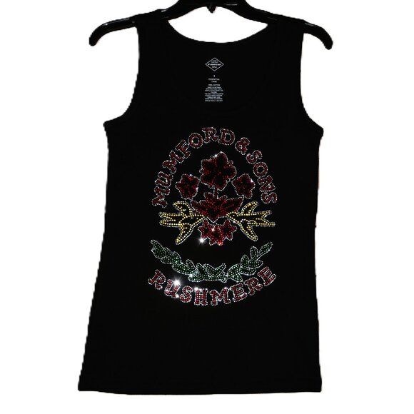 Mumford & Sons Rhinestone bling black sleeveless tank  XS,S,M,L,XL,XXL, … - Picture 1 of 8